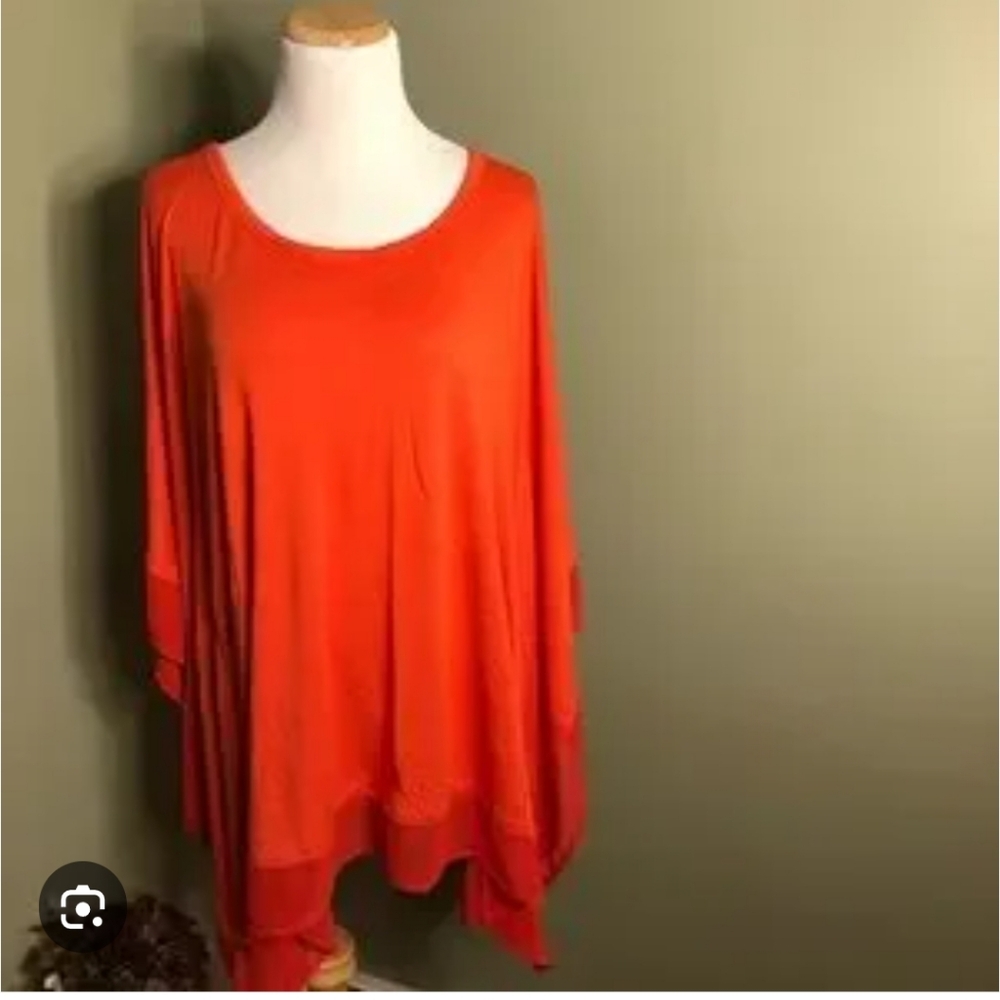 Lane Bryant Women's Bright Orange Tunic EUC Size 14/16 Curvy Baddie Flowy Fall